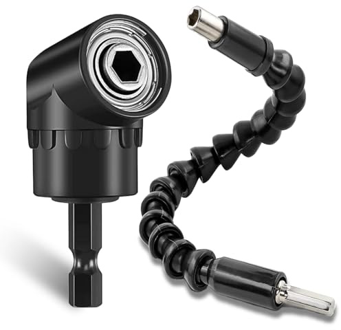Iruihoo 300 mm flexibel skaft borrförlängning och 105° vinkelskruvmejsel, multifunktionell vinkelbitshållare med 1/4-tums magnetisk bitshållare, adapter för borrning av det smala rummet