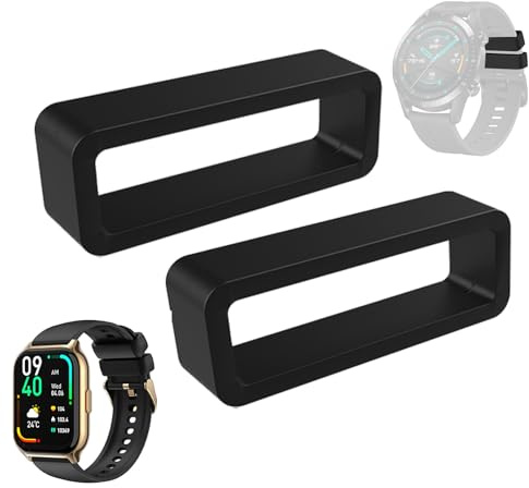 Klockremhållare – silikon klockarmband ögla | 2 x smartwatch justerare lås säkerhetsdelar organisatör, stötsäker ring perfekt för remförvaring och ersättningsanvändning