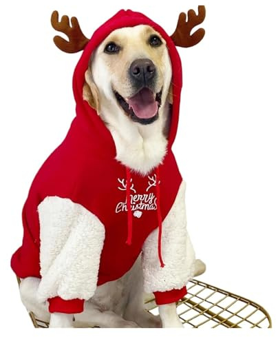 chengshao Hundebekleidung Winter Warmes Baumwollfleece Weihnachtspullover in Rehbraun Größe Groß Golden Retriever Labrador(S(1.5KG))