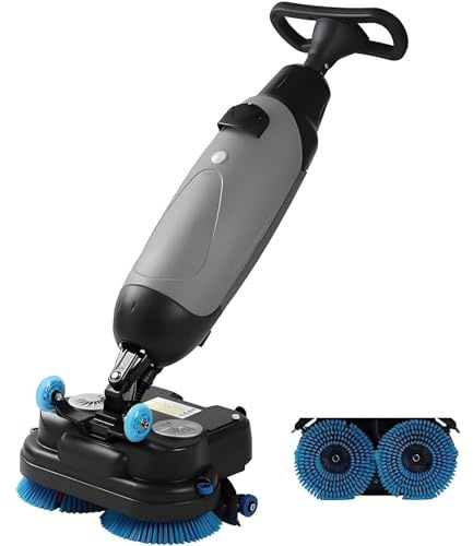 ZenSeFarin Walk Behind Floor Scrubber Dryer,17 Scrub Path, 2x250W Brush Power & 4.5L+7.5L Dual Tanks,Coverage 13000 Sqft/H,for Wooden Floors,Tiles,Terrazzo,Marble,Cement Floors Grey