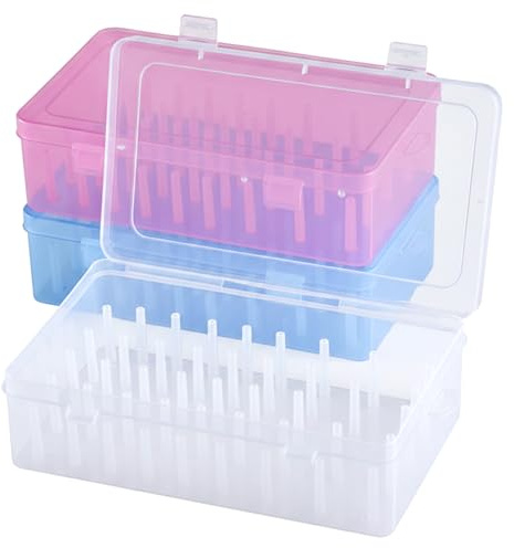 Hilai 3PCS Piping Tip Organizer with 42 Fixed Pins, Dustproof Plastic Cake Decorating Storage Organizer with Snap Closures