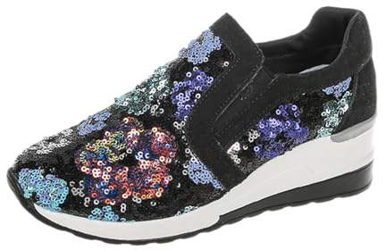 Zapatillas Tradicionales de Mujer con Encaje y Malla Transpirable para Uso Deportivo Elegante y Ocasiones de Ocio Exterior (Black, 41)