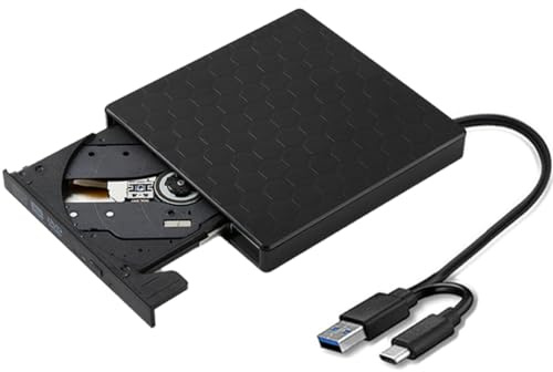 Tacdas 2 en 1 USB3.0 C Slim Externe DVD RW CD Graveur Lecteur Graveur Lecteur Lecteurs Optiques pour Ordinateur Portable PC Graveur DVD