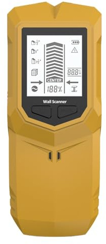 Scanner de détection de mur | Outil de détection de profondeur Écran LCD Alarme sonore Rénovation du bois Plâtre Carreaux de céramique Bois Métal Centre de fil AC Trouver l'étalonnage automatique