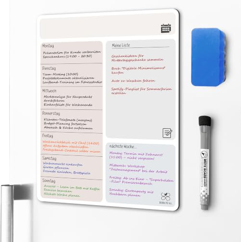 Planificateur hebdomadaire magnétique effaçable - Planificateur de repas - Tableau magnétique pour réfrigérateur