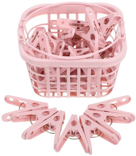 POPETPOP 30 Pièces Petites Pinces à Linge Robustes en Abs avec Panier de Rangement, Clips Polyvalents pour Vêtements et Serviettes, pour Usage Intérieur et Extérieur