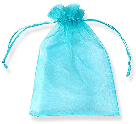 YFZYT Organza Taschen Net Garn Schmuckbeutel mit Vielfältig Farben Hochzeit Süßigkeiten Säckchen Geeignet für Männer und Frauen, 100 Stück, 9 X 12 cm, See blau