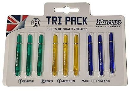 Harrows darts tri pack supergrip pro shaft medium colours 2