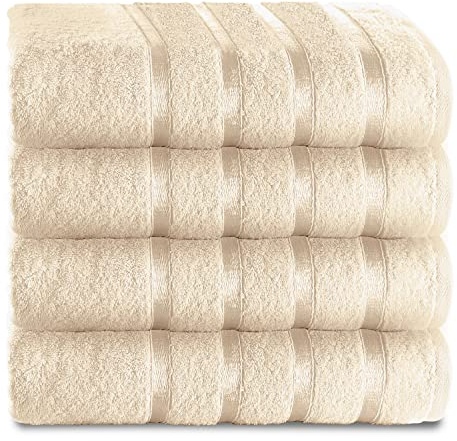 GC GAVENO CAVAILIA Hand Towels for Bathroom, 500 GSM Gym Towel, Highly Water Absorbable Towel Set, Cream, 50X80, 4 Pk Hand Towel, (554561)