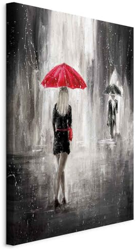 murando - Wandbilder Frau 60x90 cm 1 tlg - Wand Deko Vlies Leinwand Bilder Groß Wanddeko Wohnzimmer Schlafzimmer Kunstdrucke - Paar Regen Regenschirm romantisch h-C-0227-b-a