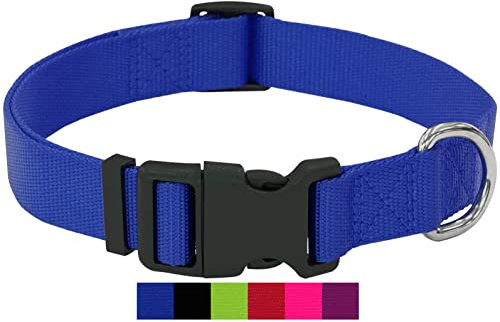 DEY - Premium Hundehalsband Nylon | Verstellbar | für Kleine u. Große Hunde | viele Farben u. Größen | Hund Katze Welpe | Hunde-Halsbänder | Katzen-Halsband | Welpen-Halsband | Blau, XS