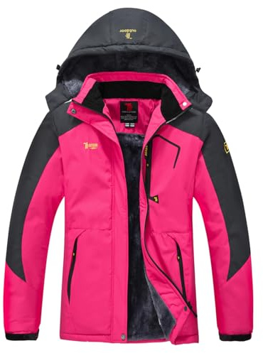YSENTO Veste d'hiver imperméable pour femme Veste de ski d'extérieur Softshell chaude avec capuche amovible, rose, M