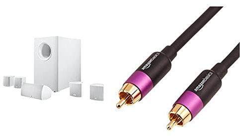 Canton Movie 95 Heimkinosystem (100/120 Watt) Weiss (Set) & Amazon Basics PBH-19089 - Subwoofer-Kabel, 4,6 m