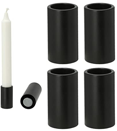 Novaliv 4X Kerzenständer magnetisch 2,8x5cm SCHWARZ Kerzenhalter Stabkerzen Magnet Tafelkerzen weihnachtliche Tischdekoration Adventskranz Candle Holder Kerzenpick Wohnzimmerdekoration
