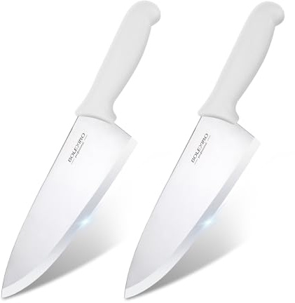 BOLEXINO 8 inch Japanese High Carbon Stainless Steel Chef Knife Set, Professional Extra Sharp Wide Cook Knife with Non-slip Ergonomic Handle, for Kitchen Home Restaurant