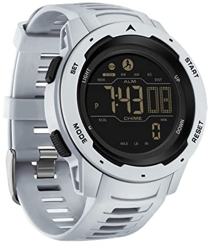 Militär Uhr Herren Digital Schrittzähler ohne app und Handy Tactical Watch Sport Kalorienzähler Armband,Timer Chronograph Wecker LED Stoppuhr 5 ATM Wasserdicht Smartwatch Fitness Laufuhr
