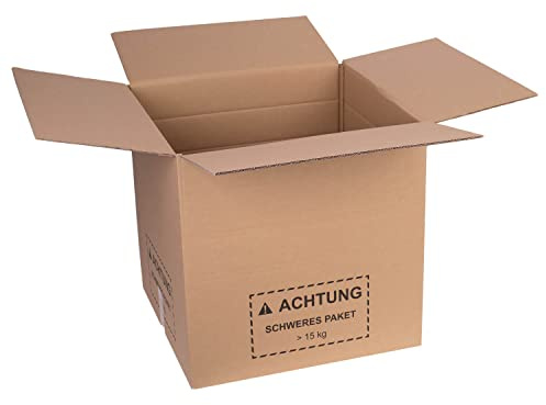 smiley pack 20 Stück Faltkartons 600 x 600 x 600 mm – zweiwellig – braun | mit Höhenriller – Versandkarton aus Wellpappe – Karton, Pappkarton, Versandbox, Paket