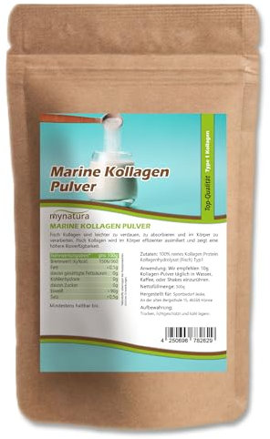 Mynatura Marine Kollagen Pulver | Fisch Kollagen Protein Hautgesundheit Haargesundheit (1x500g)