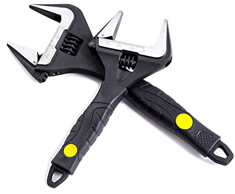 Zeguard Adjustable Spanner Set, Wide Jaw Opening Adjustable Wrench, Heavy-Duty Plumbing Tools for Plumbers, 6 inch/165mm and 8 inch/215mm