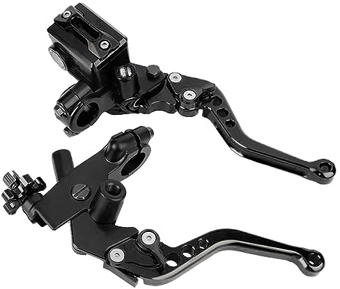 MOCNT 1 Paar Motorrad Brems Kupplungshebel Universal Motorrad Brems Hauptzylinder Motorrad Hauptbremszylinder 22mm Lenker Hydraulische Brems Kupplungs Bremshebel Schwarz