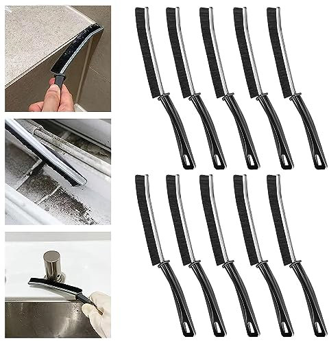 Cepillo para Limpieza de Grietas 10 Pcs, Cepillo Limpieza Espacios de Cerdas Duras, Cepillo para Fregar Limpiador de Lechada para Juntas Profundas de Azulejos de Baño De Cocina - Negro