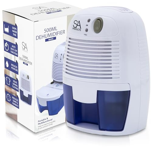 SA Products 500ml Portable Dehumidifier and Air Purifier | Moisture Absorbers for Home, Bedroom, Bathroom (White)