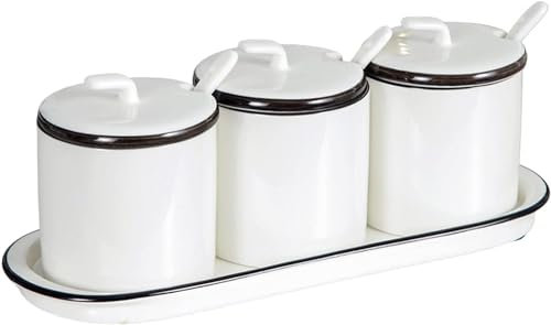 azucarero,Azucarero for el hogar con cuchara, Recipiente de azúcar de color sólido, Tarros de especias de porcelana a prueba de humedad y polvo, Azucarero con tapa conveniente-Rosa-250ml ( Color : Whi
