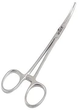 Pinzas para mosquitos, extractor de pelo de orejas para aseo de mascotas, herramienta de joyería, herramientas de perforación corporal (plata, pequeño curvado)