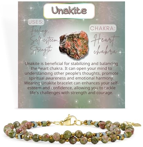 Farfume Pulseras de Cristal como Regalos, Chakra 4mm Pulseras de Piedras Naturales para Mujeres - Doble Enlace en una Pulsera