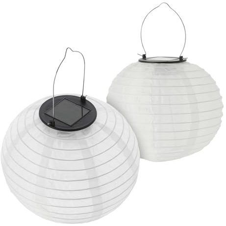 LED-solcell av nylon – 2 stycken 30 cm – trädgårdsdekoration belysning varm vit – solcell lykta lysande kula dekorativ lampa festljus för utomhusbruk, väderbeständig