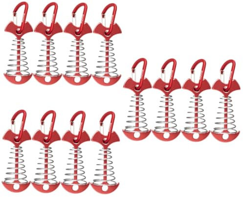 BCOATH 12 STK Fischgräten-federhaken Zeltleinenspanner Zeltstangen Bodenpflöcke Windseilzelt Camping-einsätze Zeltboden Nagel Fischgrätengrundnagel Zelt Zum Campen Rot Aluminiumlegierung