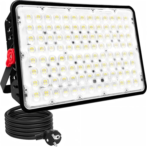 Indmird LED Strahler Außen 400W, 40000LM Led Aussenstrahler 6500K Kaltweiß led Scheinwerfer IP66 Wasserdicht Baustrahler LED Flutlicht für Garten Garage Sportplatz Hof Flur