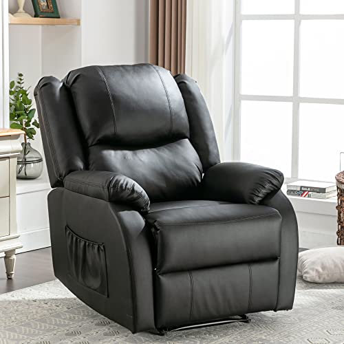 KAZZIO Relaxsessel & -liegen Einzelsessel Fernsehsessel Ausziehließer Liegestuhl PU Leder Sessel Liege Einlades Sofa Akzent Stuhl Handbuch Liege mit PU-Leder mit Fußstütze (Schwarz)