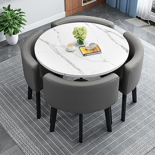 Rundes Konferenztisch-Set mit 4 Stühlen, kleine Büromöbel für Meetings und Verhandlungen, 80 cm, kompaktes Design, ideal für kleine Räume, modernes Büromöbel-Set für Zusammenarbeit