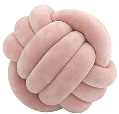 Oreiller Nœud Tissé à Main, Coussin de Canapé en Peluche Doux, Oreiller de Balle Nouée, 20 x 20 cm