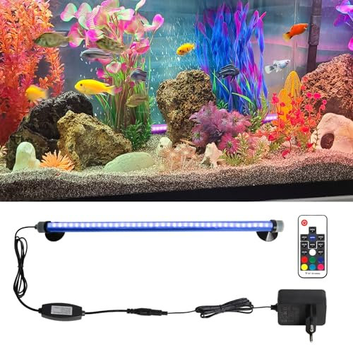 Aquarium Licht LED RGB Fernbedienung: Wasserdichte licht Aquarium lampe LED RGB COB Fisch Tank LED Beleuchtung mit Fernbedienung 360° Fernsteuerung bis 20m Mehrfarbig gleichmäßige Helligkeit(30CM)