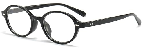 LJCZKA Ovale Blaulichtfilter Brille Damen Herren Kleine Rund Brille Ohne Stärke 90er Retro Brille Anti-Müdigkeit für PC, TV und Handy