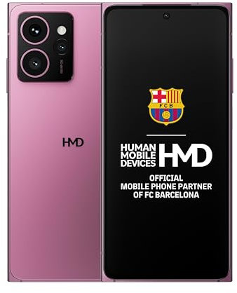 HMD Skyline Smartphone with Mobile Phone Holder (8GB RAM / 256GB Memory, 4600 mAh Battery, 6.55 Inch POLED Display, 50 MP Selfie + 108MP Main Camera, Android 14, 5G, IP54, Quick Fix Design) Neon Pink