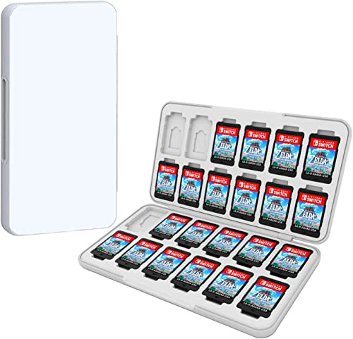 YSKMLOLP Switch Game Box for NS/Lite/OLED Game Cards, Durable Switch Game Card Cartridge with 24 Game Card Slots and 48 SD Card Slots to Fit (White)