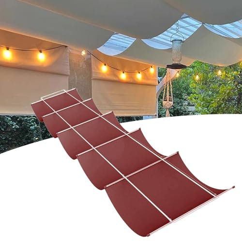 Sonnenschutz Wasserdicht Outdoor Pergola Markise, Einziehbar Welle Sonnensegel Polyestergewebe, Verstellbar, Wintergarten Überdachung Ersatz Schattenabdeckung für Balkon Garten(Rot,1.2x7.2m)