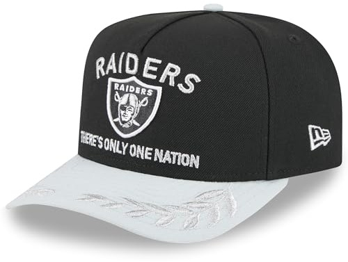 New Era Las Vegas Raiders 2025 NFL Draft A-Frame 9FIFTY Snapback Mütze für Jugendliche, Schwarz/Silber