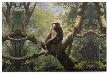 Wooden Jigsaw Puzzle 1000 Pieces WZYWHJ Monkey Sitting on a Tree Printed for Adults and Kids, Perfect for Family Fun, Stress Relief