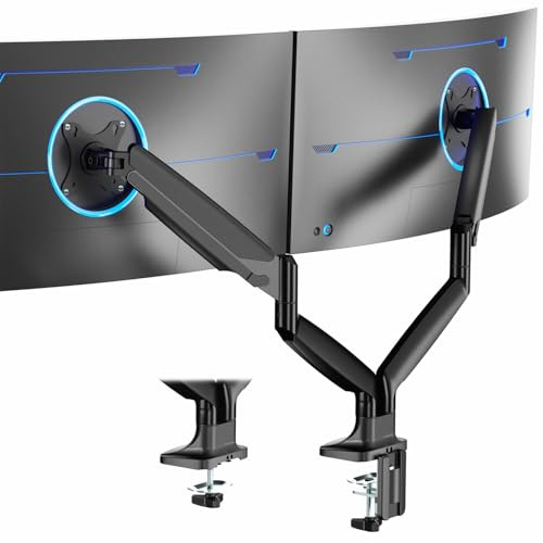 VIVO Premium Aluminum Heavy Duty Dual Monitor Arm for Ultrawide Monitors up to 40 inches and 30 lbs Each, Desk Mount Stand, Pneumatic Height, Max VESA 100x100, Black, STAND-V220Q