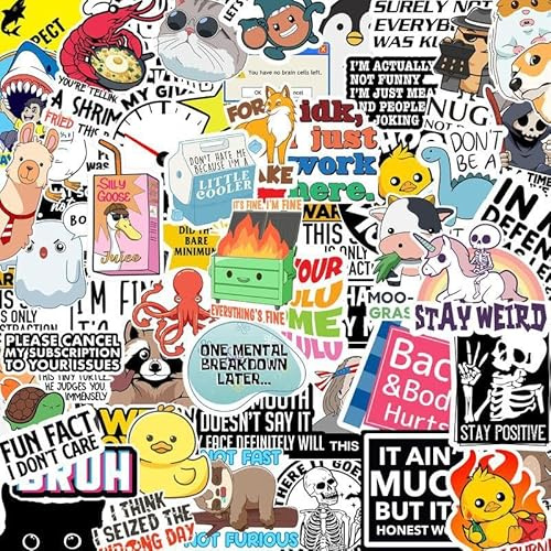 130PCS Funny Stickers for Adults, Graffiti Anime Sticker for Kindle, Motorcycle, Snowboard, Journal, Bicycle, Skateboard, Suitcase, Waterproof Vinyl Decals