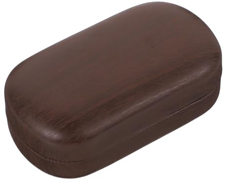 Veemoon Portable Contacts Lens Box with Leak-Proof Sealing and Leather Lining, Brown Plastic Lens Holder Set Includes Clip, Small Mirror, and Suction Stick for Travel and Daily Eye Care