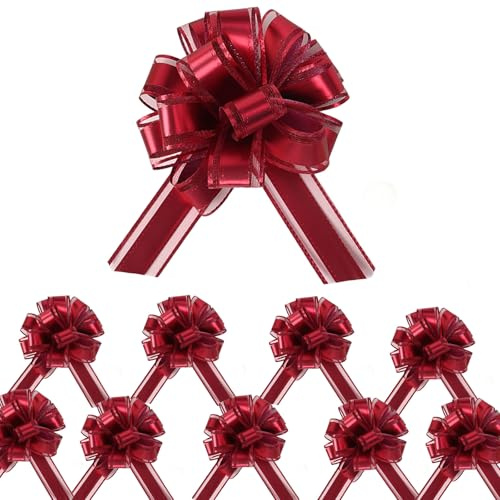 Vsosfiza Kleine Geschenkschleifen, 10 Stück (10 cm) - Ideal für Geschenkverpackungen, Körbe, Hochzeitsdekoration, Einzugspartys, Geburtstagsfeiern und Blumensträuße. Farbauswahl: Weinrot