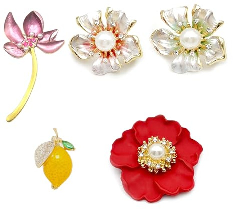 BSITSSS 5 stycken broschknappar, kristallknoppar broscher för kläder, knappar utan sömmar, stiftpluggar, skjortknappar, avtagbar brosch corsage blombukett säkerhetsnålar för kvinnor