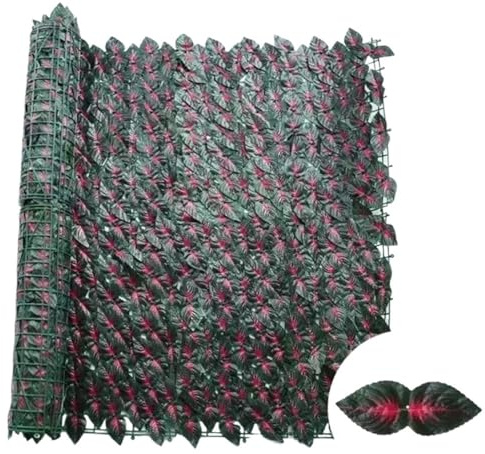 Enrejado de hiedra, panel de cerca de enrejado de seto de hojas artificiales de 1 x 5 m, pantalla de vegetación decorativa for paneles de cerca de plástico con aspecto natural y fácil instalación
