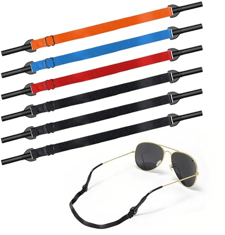 Gativs 6 Stück Verstellbarer Brillen Halteriemen Brillenband Stabil & Rutschfest Verstellbar Sportbrillenband Brillen Band mit Hoher Flexibilität Brillenbänder Herren & Damen für alle Kopfumfangs