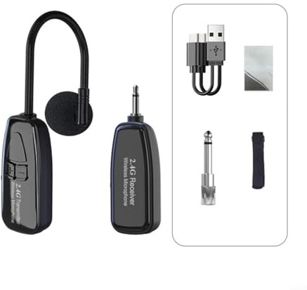2,4G Drahtloses Clip-On Mikrofon für Saxophon und Blechblasinstrumente mit 49 m Reichweite, eingebautem 400 mAh Akku, Hypercardioid für Konzerte und Bandauftritte(One pull one)